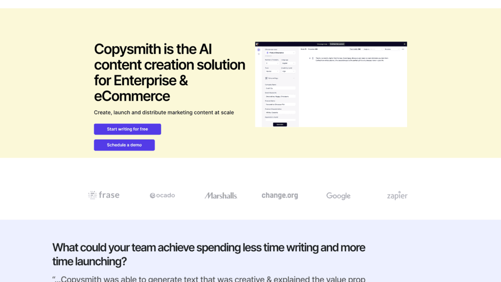 copysmith homepage screenshot 1