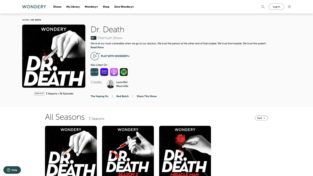 dr death homepage screenshot 1