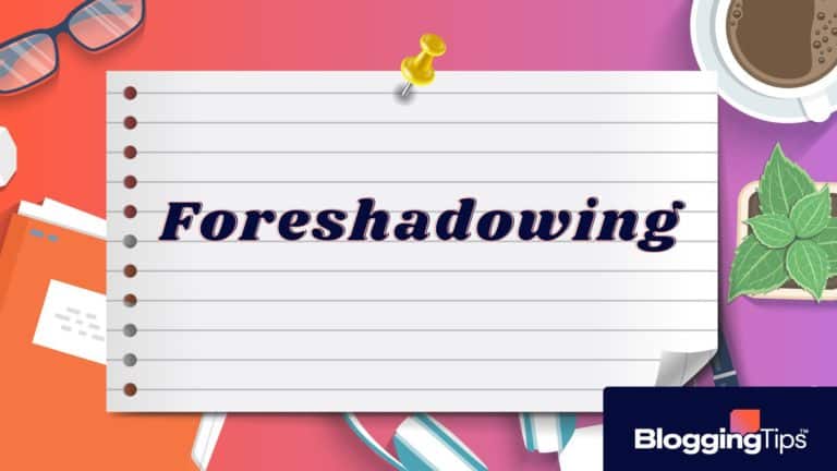 graphic showing the word foreshadowing on a notecard illustration