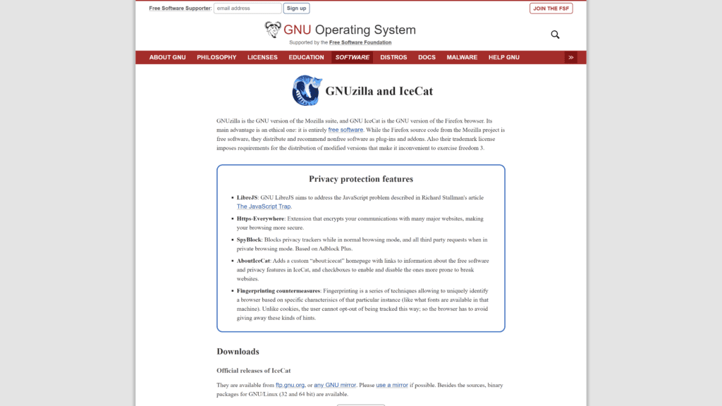 gnu lcecat homepage screenshot 1