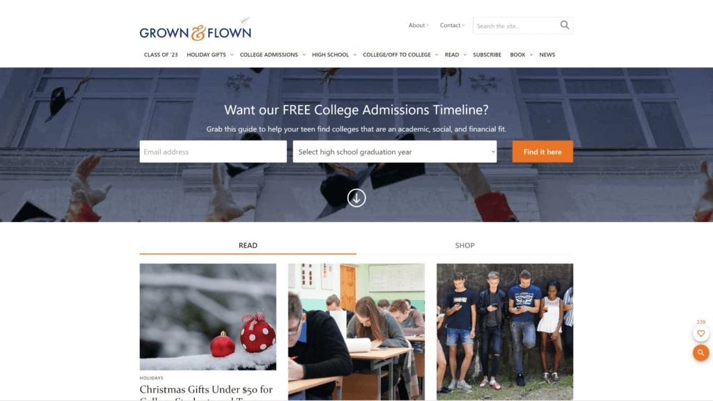 grownandflown homepage screenshot 1