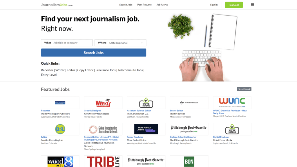 journalismjobs homepage screenshot 1