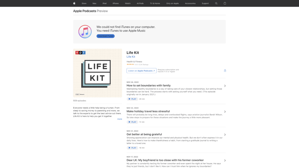 life kit homepage screenshot 1
