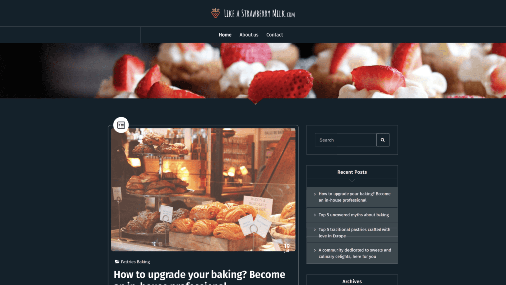 a screenshot of the like a strawberry milk homepage