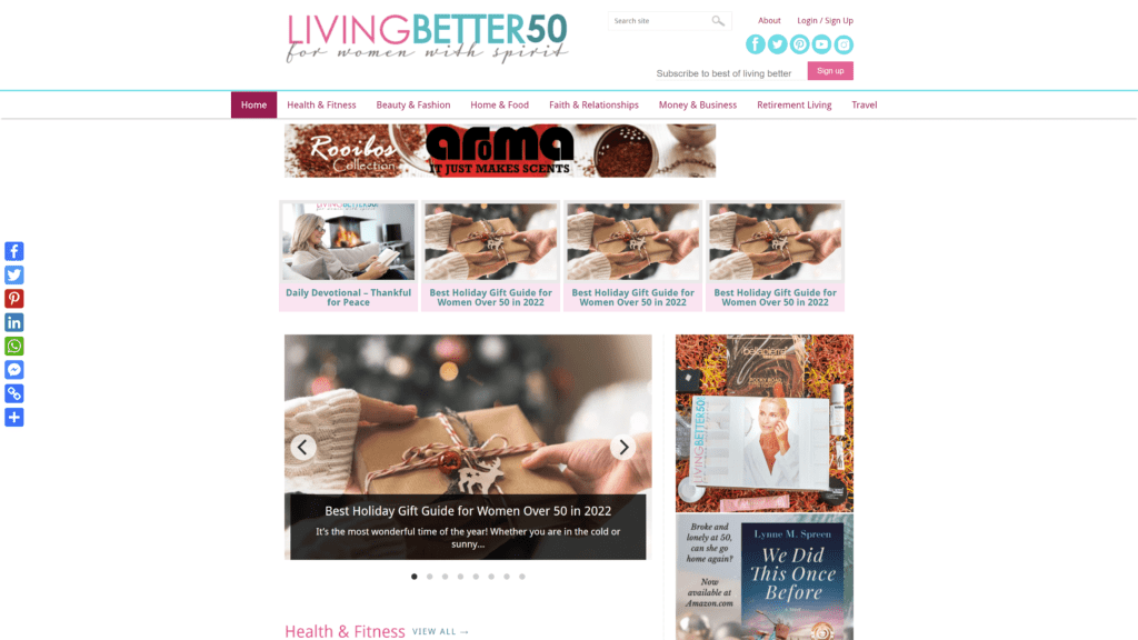 screenshot of the living better 50 homepage