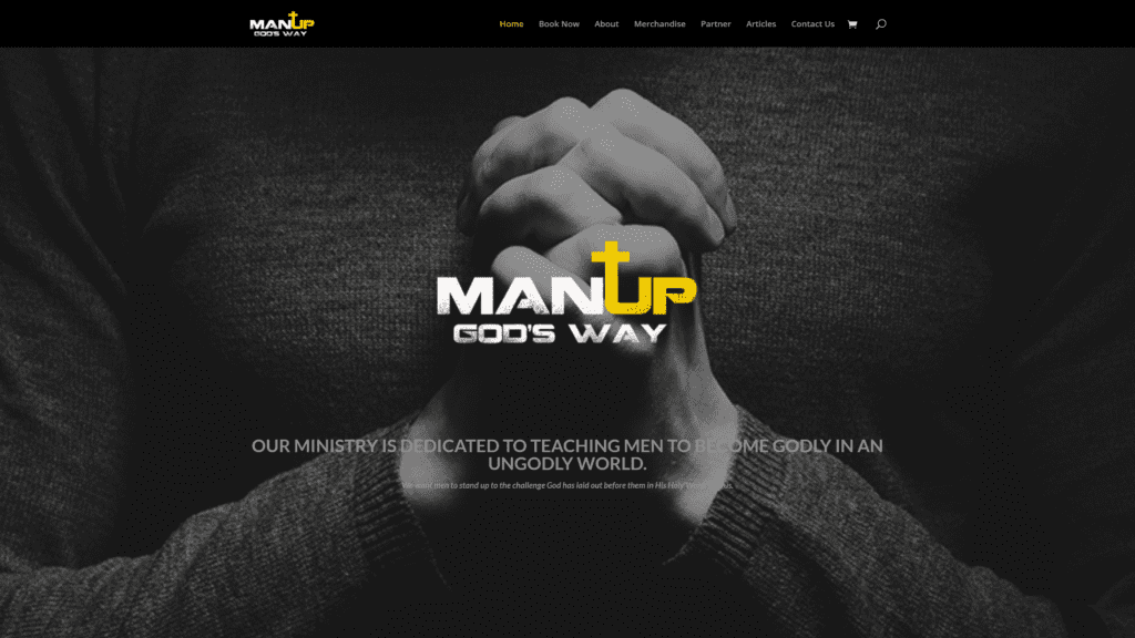 screenshot of the man up God's way homepage