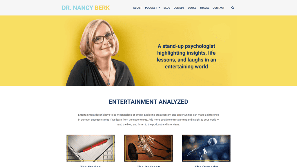 screenshot of the nancy berk homepage