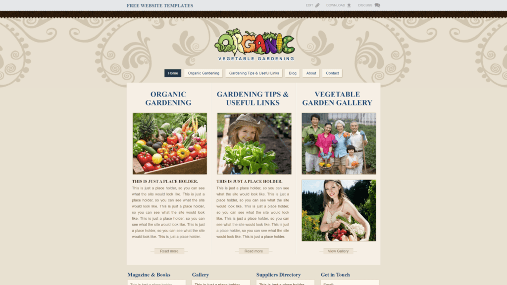 organic vegetable gardening homepage screenshot 1