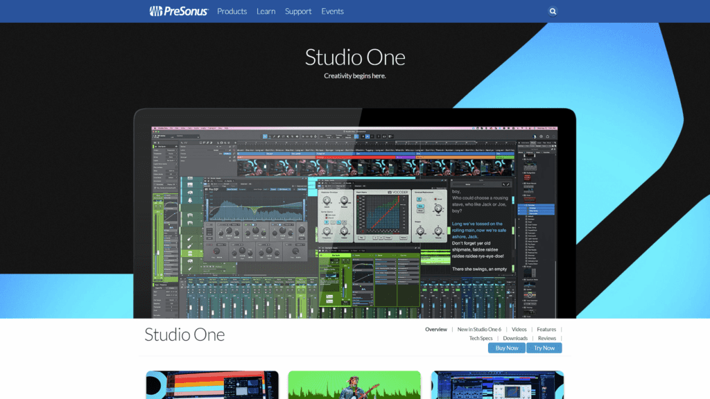 presonus Studio One homepage screenshot 1