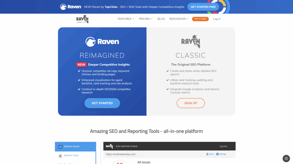 raventools homepage screenshot 1