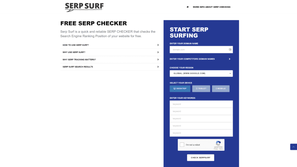 serpsurf homepage screenshot 1