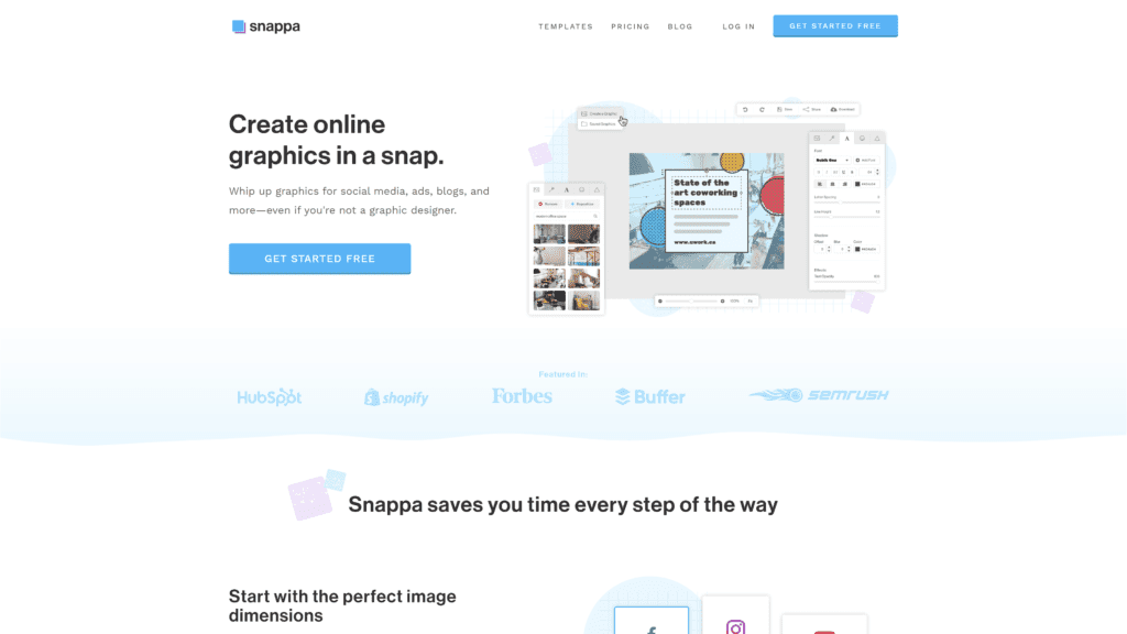 snappa homepage screenshot 1