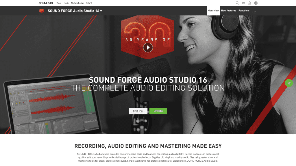 sound forge audio studio homepage screenshot 1