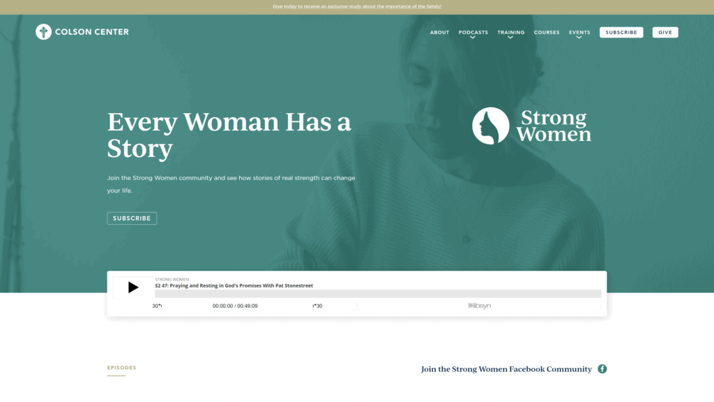 strong women podcast homepage screenshot 1