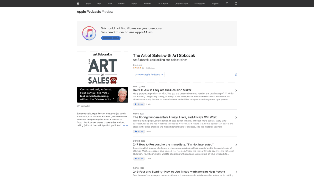 the art of sales with art sobczak homepage screenshot 1