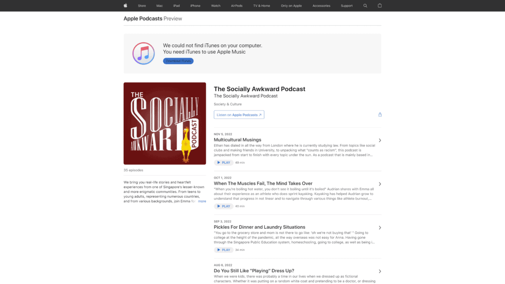 the socially awkward podcast homepage screenshot 1