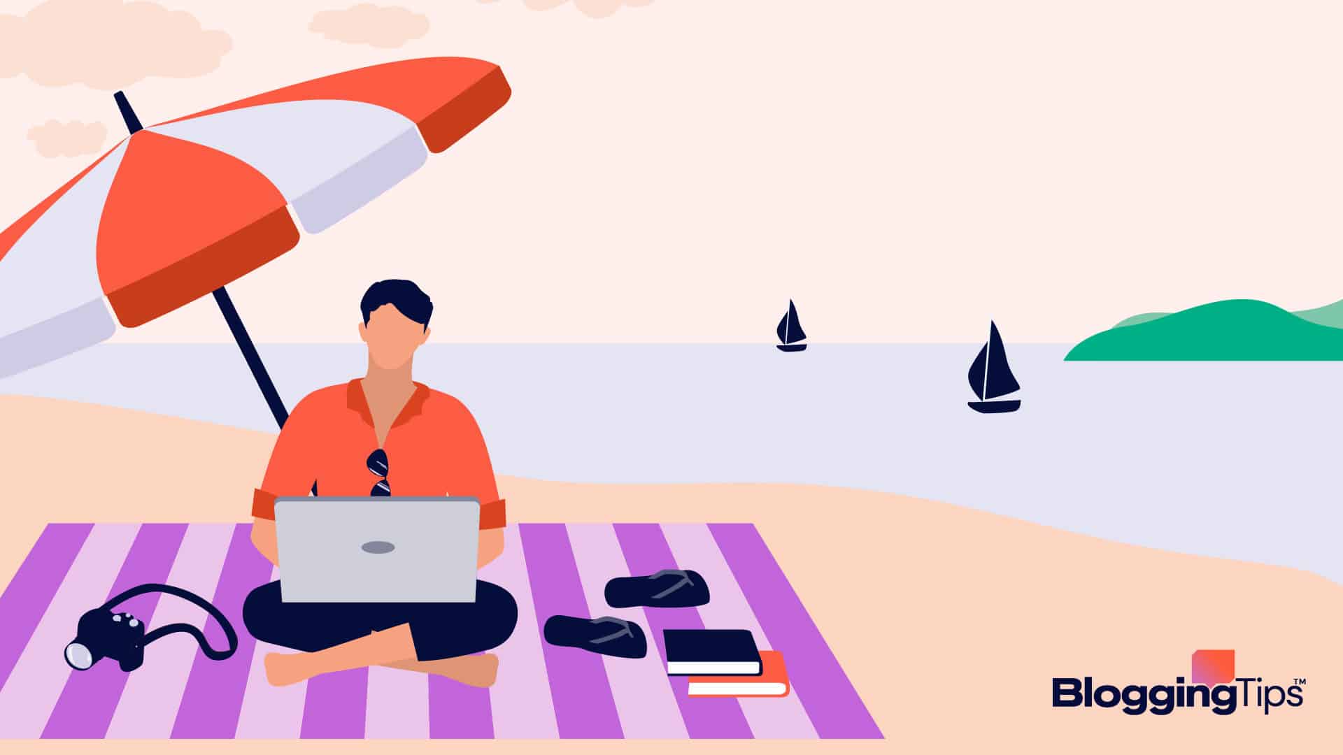 vector graphic showing an illustration of travel writer jobs