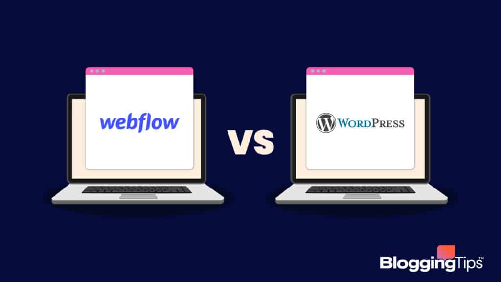 vector graphic showing an illustration of webflow vs wordpress