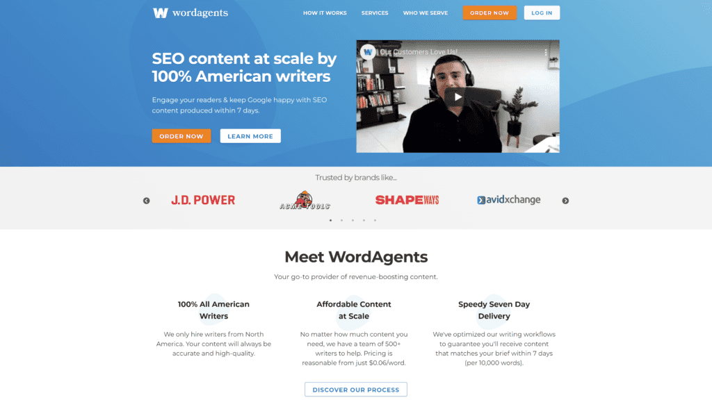 wordagents homepage screenshot 1