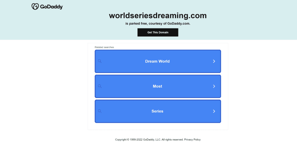 screenshot of the world series dreaming homepage