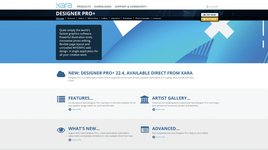 xara designer pro homepage screenshot 1