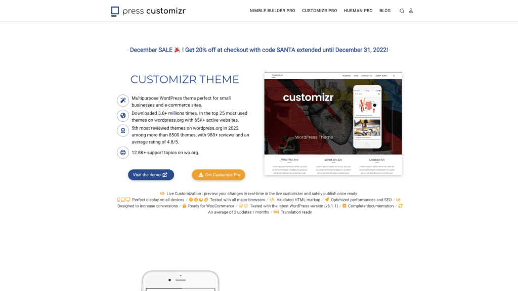 customizr homepage screenshot 1