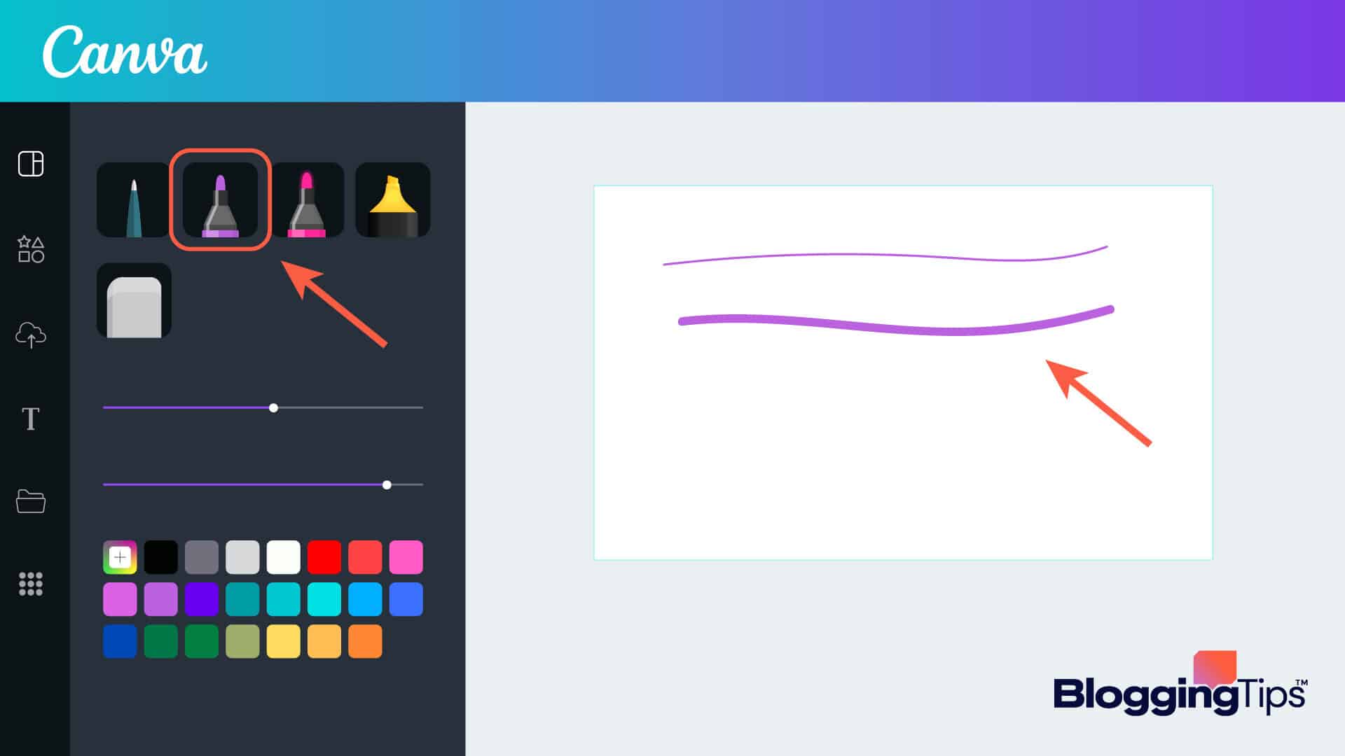 vector graphic showing an illustration of how to draw on canva
