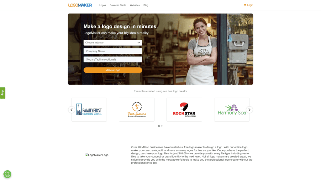 online logomaker homepage screenshot 1
