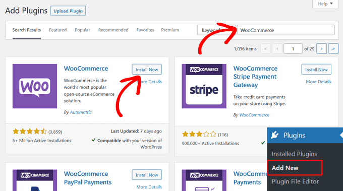 install WooCommerce 
