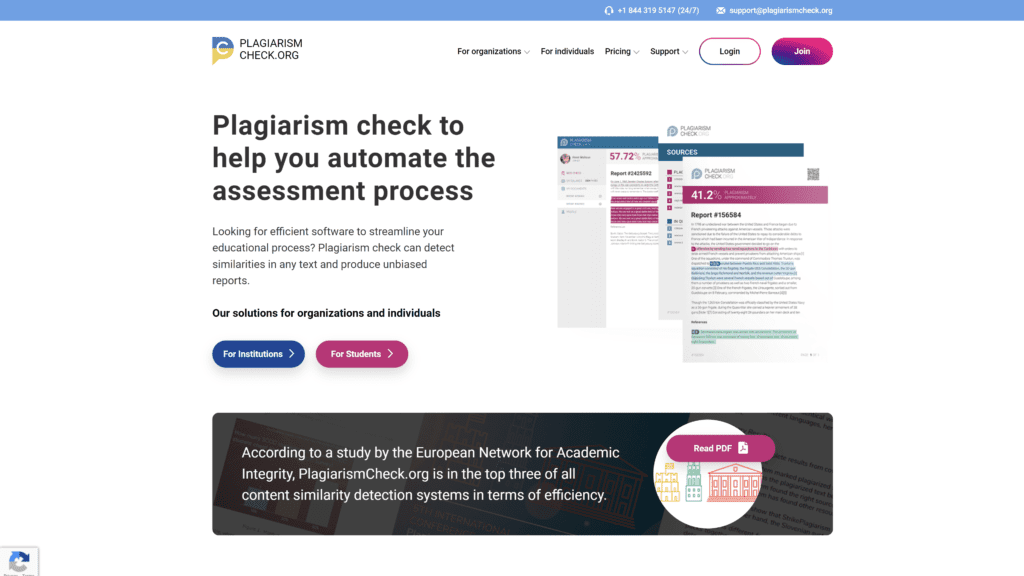 plagiarismcheck.org homepage screenshot 1