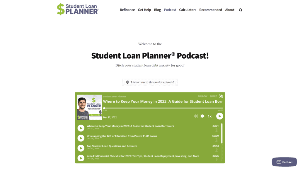 screenshot of the Student Loan Planner homepage