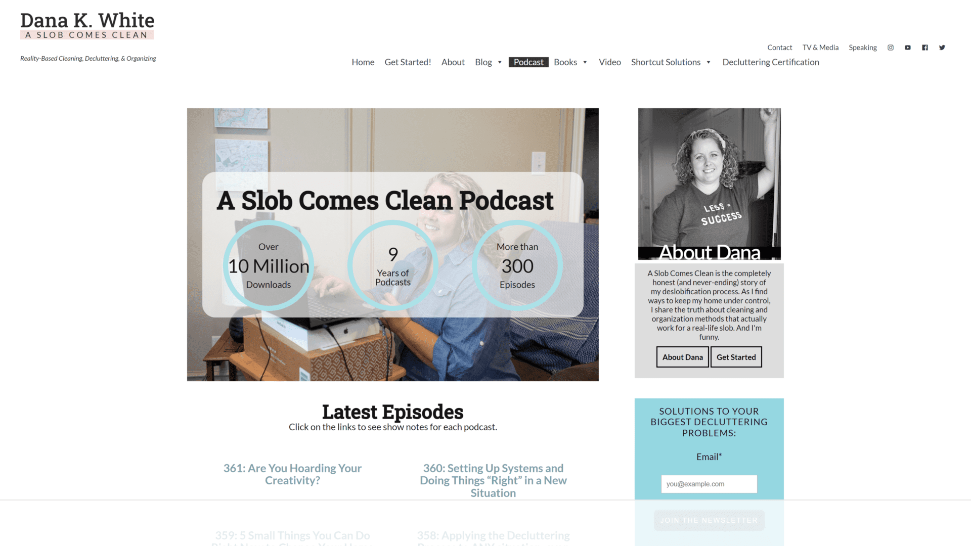 a screenshot of the a slob comes clean homepage