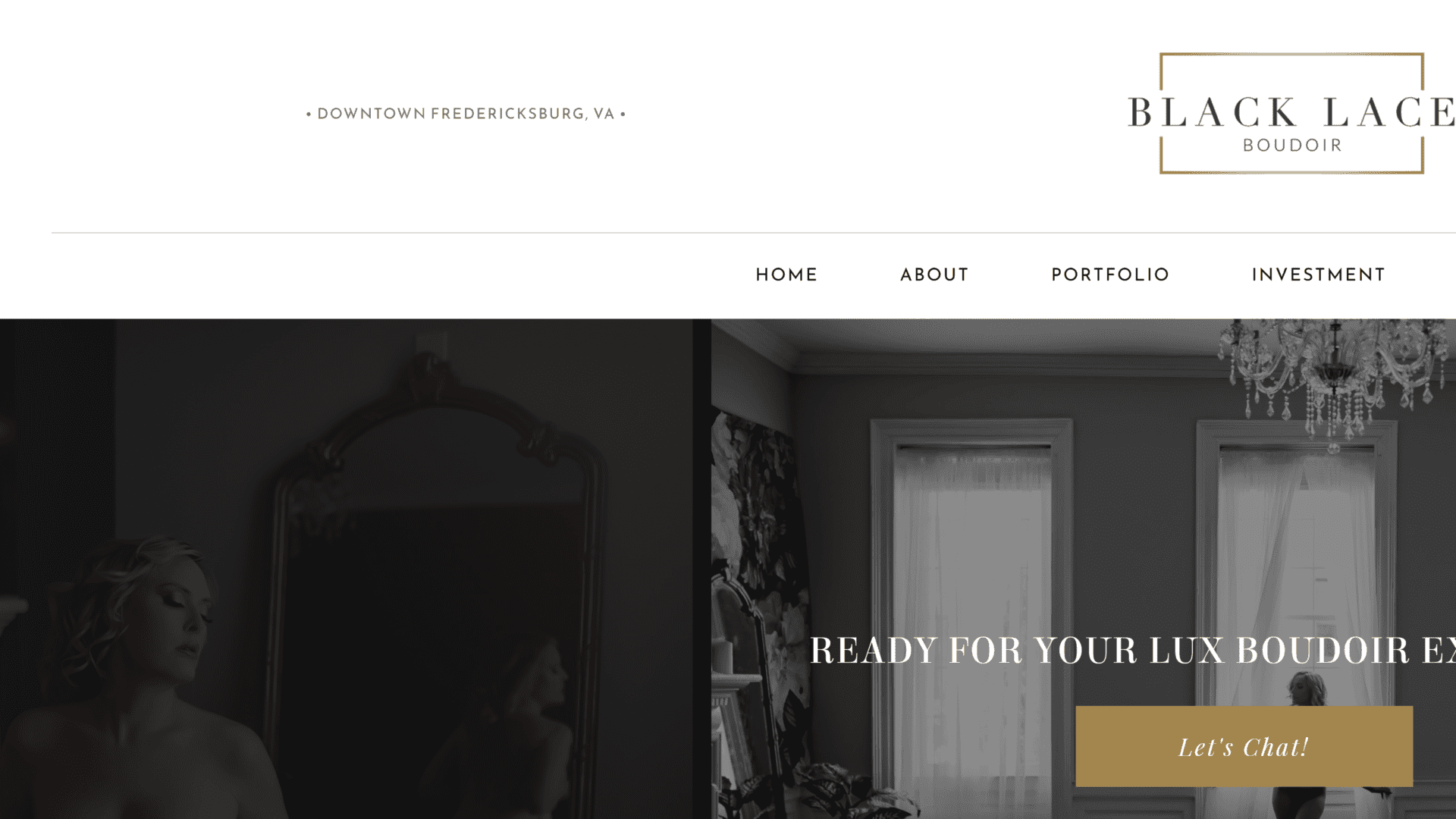 screenshotof the balck lace boudoir homepage