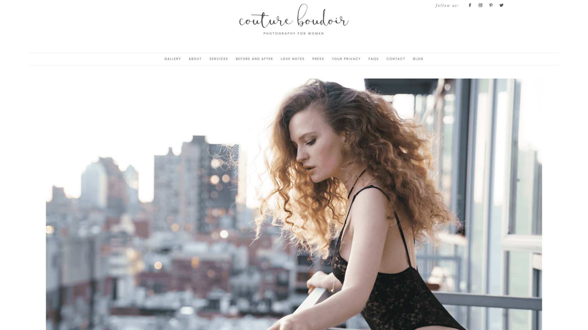 screenshot of the couture boudoir homepage
