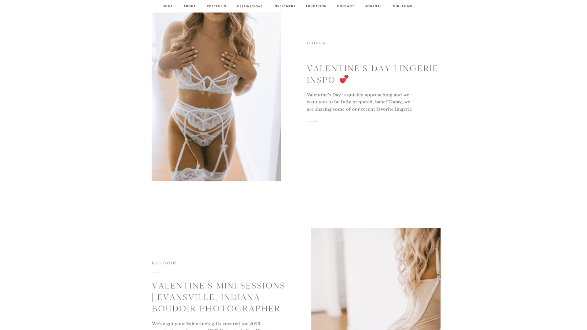 screenshot of the fearlessly feminine blog homepage