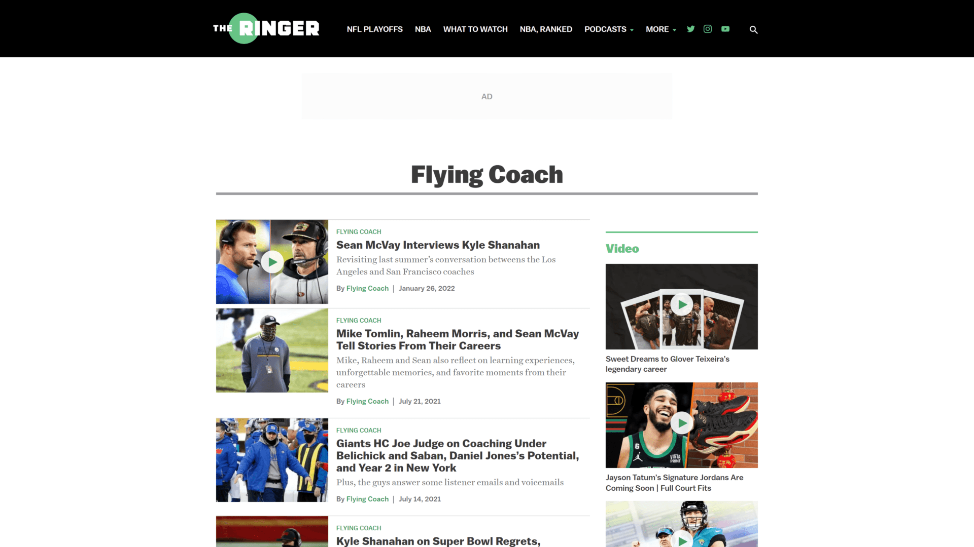 screenshot of the flying coach homepage