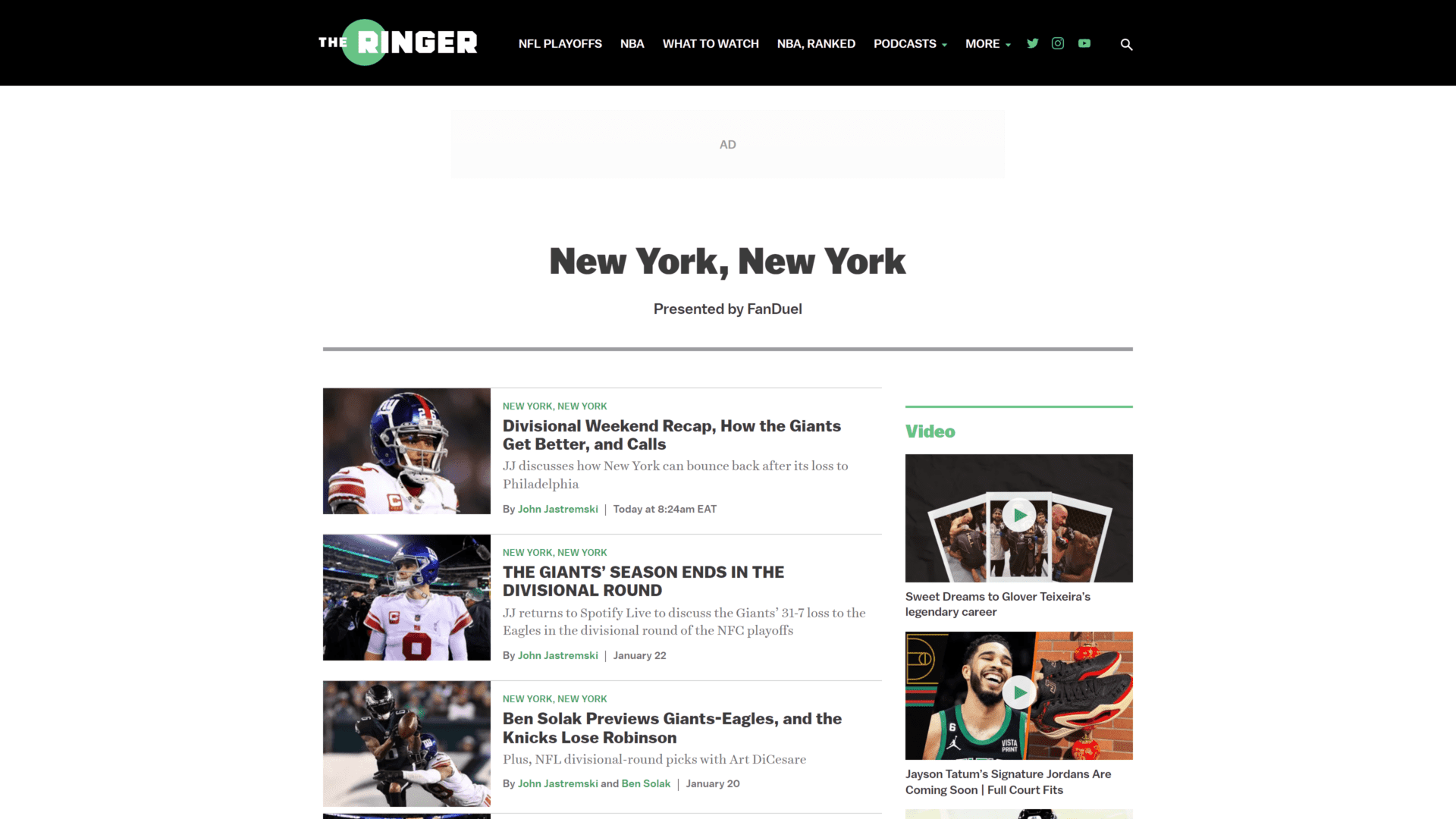 screenshot of the new york, new york homepage