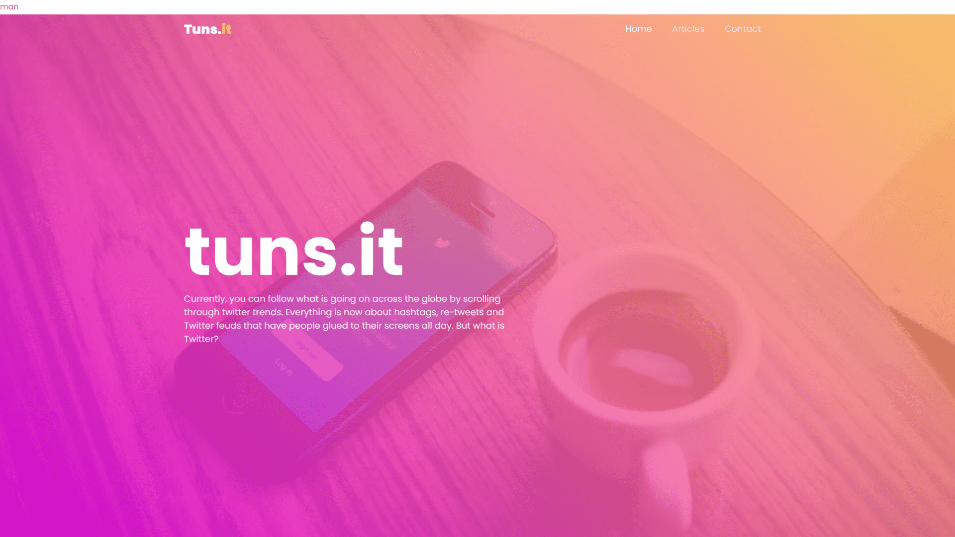 screenshot of the tuns.it homepage