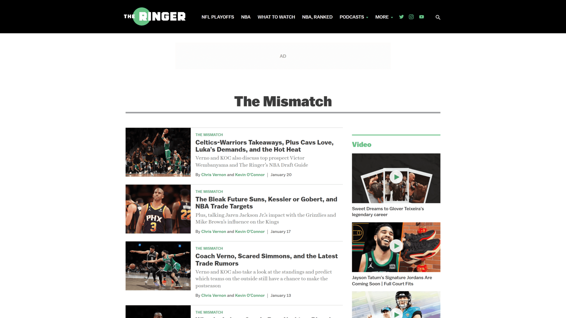 screenshot of the mismatch homepage