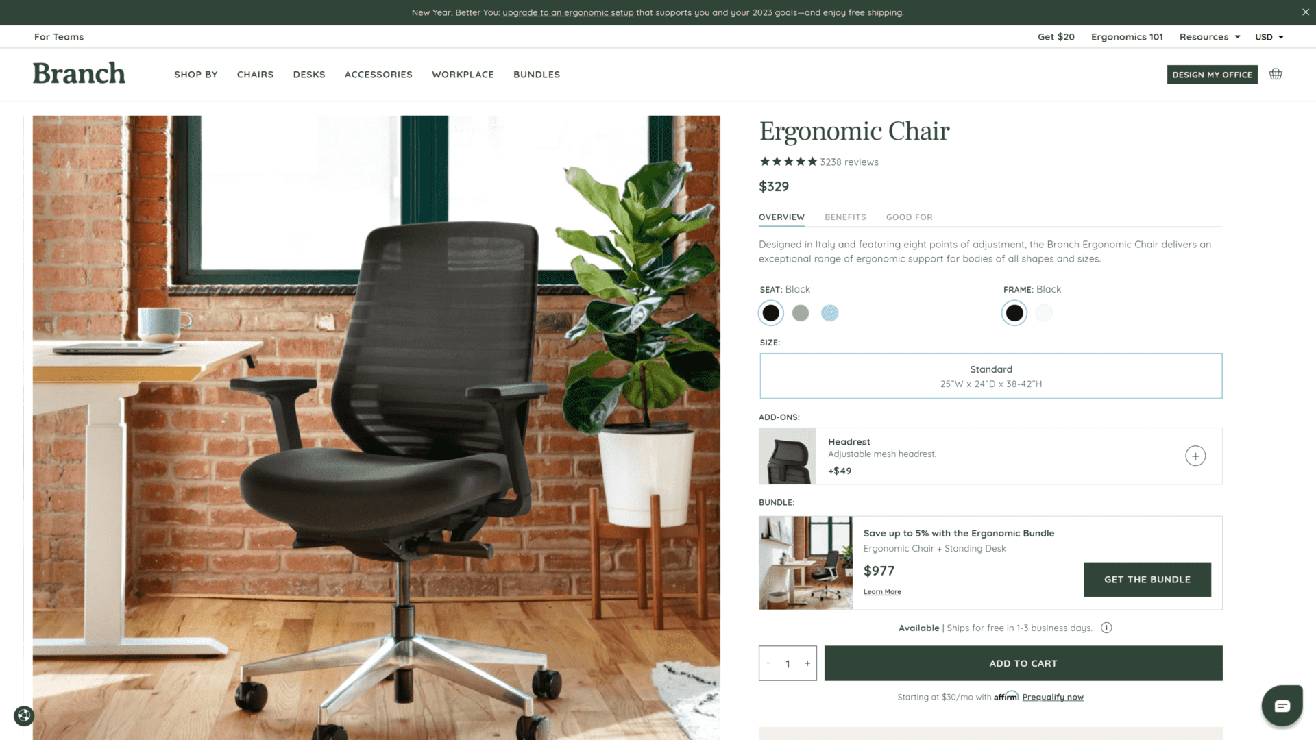 branch ergonomic chair homepage screenshot 1