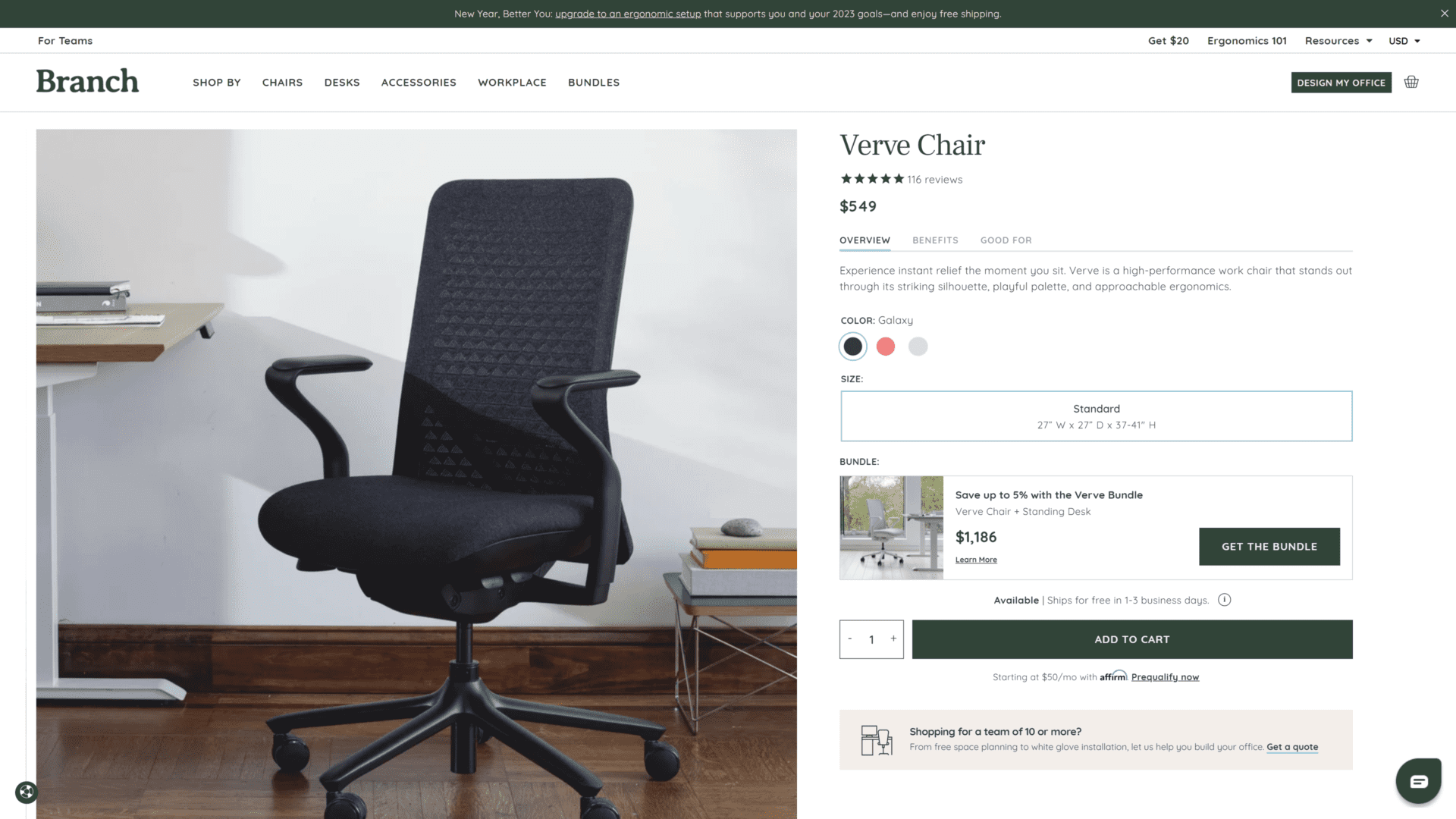branch verve chair homepage screenshot 1