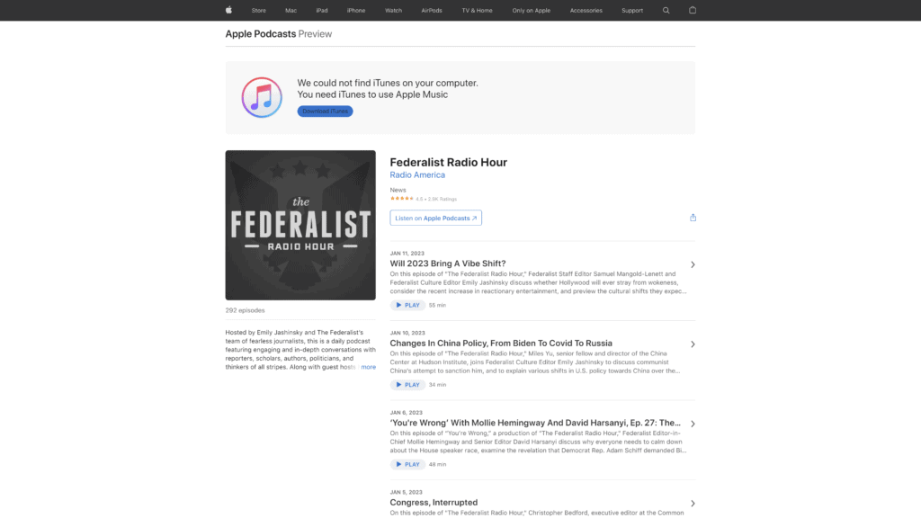 federalist radio hour homepage screenshot 1