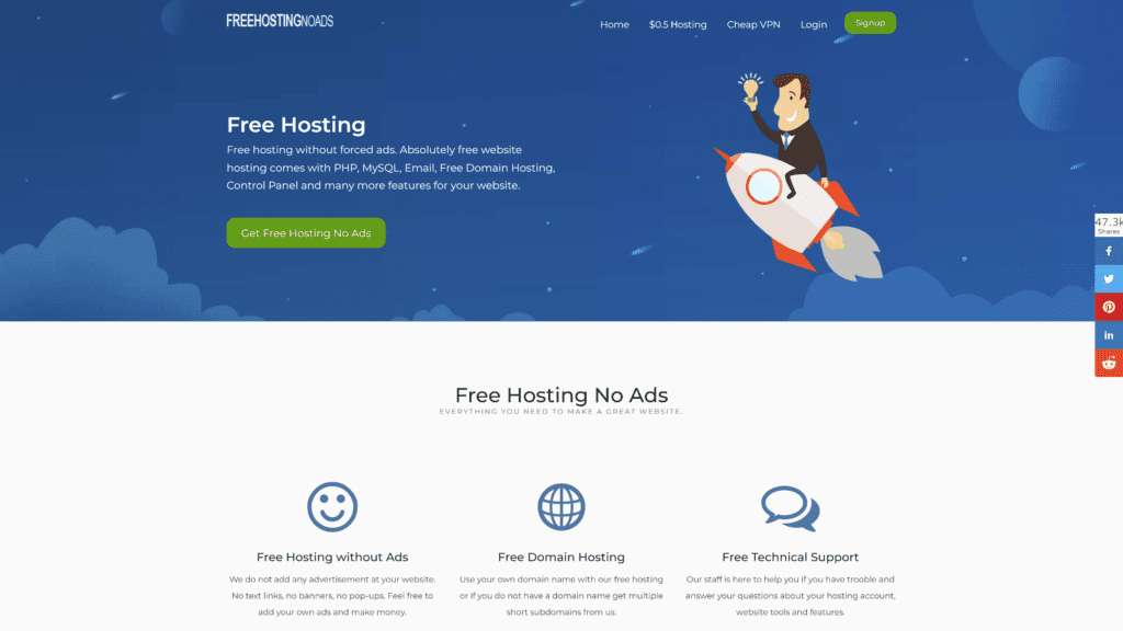 freehostingnoads homepage screenshot 1