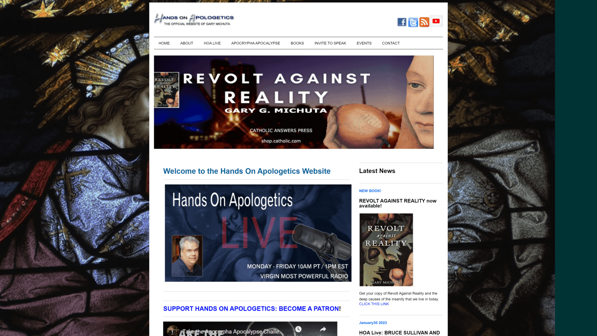 A screenshot of the hand-on apologetics homepage