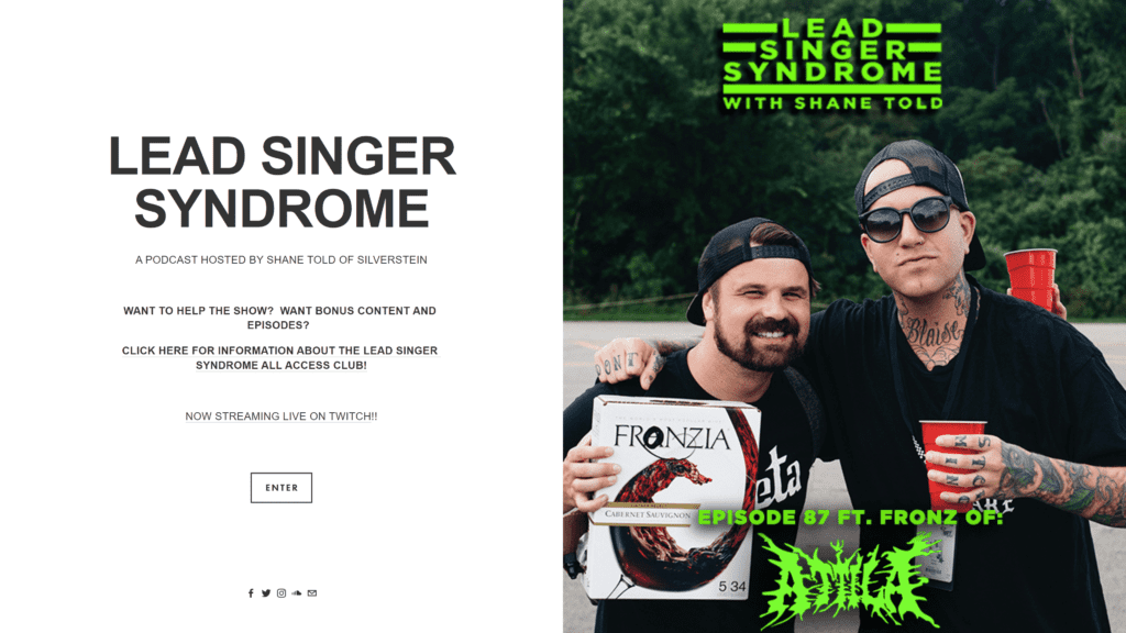 screenshot of the lead singer syndrome homepage
