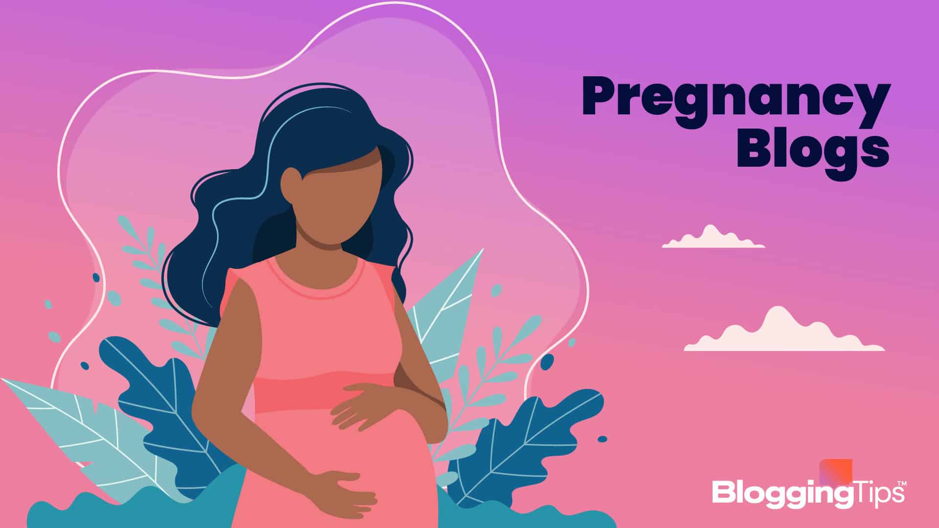 vector graphic showing an illustration of a pregnant person on a computer screen with the big block text 