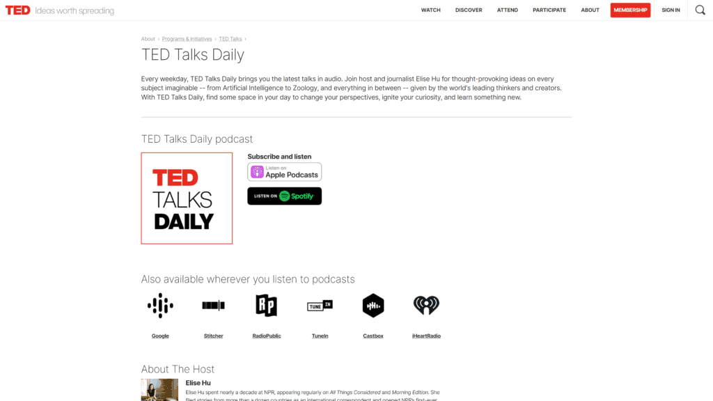 A screenshot of the talkstedtalks homepage