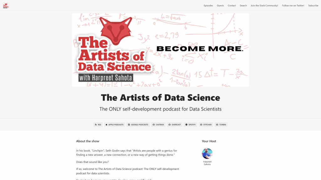 theartistsofdatascience homepage screenshot 1