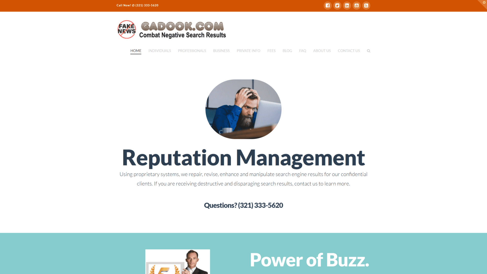 screenshot of the gadook homepage