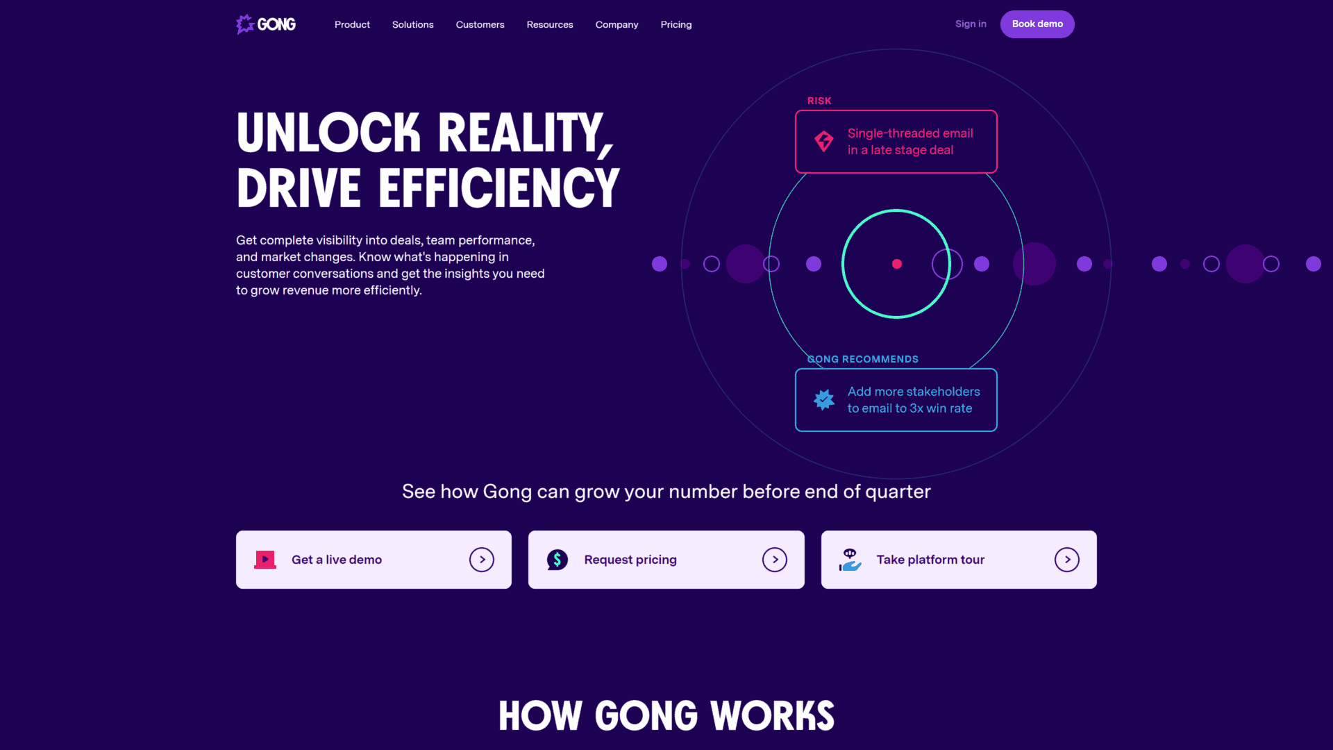 screenshot of the gong homepage